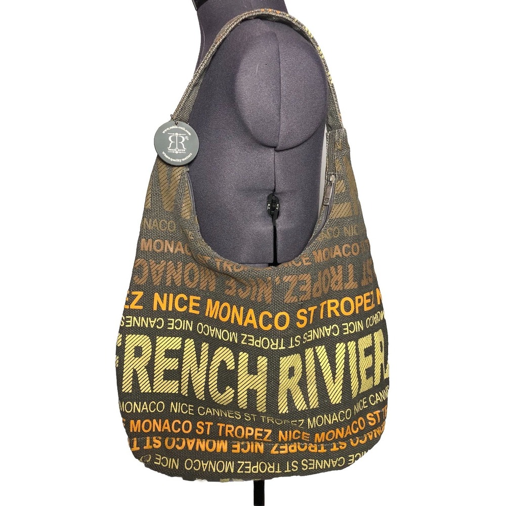 Robin Ruth Boho Canvas Travel Hobo Slouchy Shoulder Bag Monaco Nice Cannes